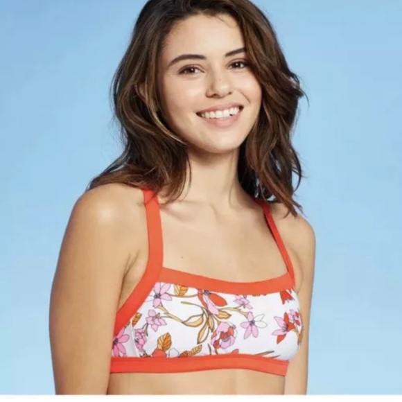 Square Neck Bralette Red Bikini Top - Xhilaration - Picture 2 of 13